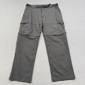 BC Clothing Convertible Cargo Pants Men's XL Gray Belted Utility Hiking Outdoor